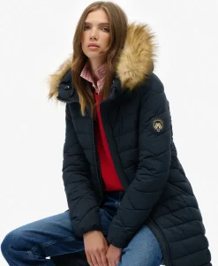 Fuji Faux Fur Hooded Mid Length Coat