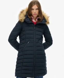 Fuji Faux Fur Hooded Mid Length Coat