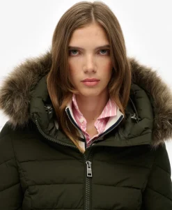 Fuji Faux Fur Hooded Mid Length Coat
