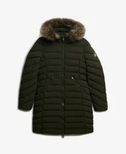 Fuji Faux Fur Hooded Mid Length Coat