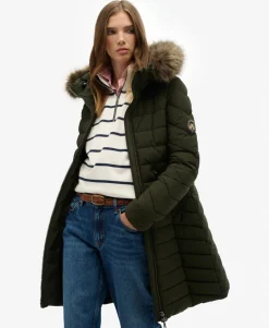 Fuji Faux Fur Hooded Mid Length Coat