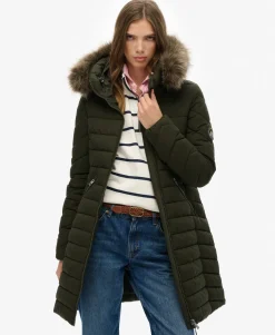Fuji Faux Fur Hooded Mid Length Coat