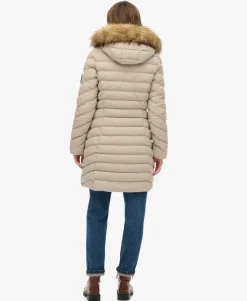 Fuji Faux Fur Hooded Mid Length Coat