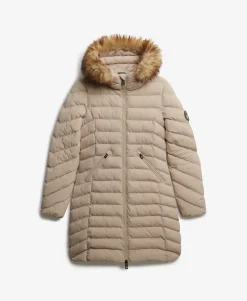 Fuji Faux Fur Hooded Mid Length Coat