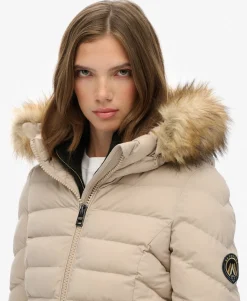 Fuji Faux Fur Hooded Mid Length Coat
