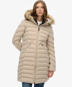 Fuji Faux Fur Hooded Mid Length Coat