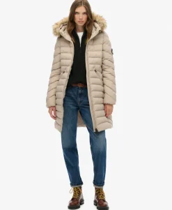 Fuji Faux Fur Hooded Mid Length Coat