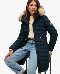 Fuji Faux Fur Hood Mid Length Puffer Coat