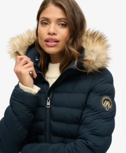 Fuji Faux Fur Hood Mid Length Puffer Coat
