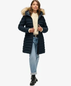 Fuji Faux Fur Hood Mid Length Puffer Coat