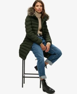 Fuji Faux Fur Hood Mid Length Puffer Coat