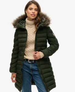 Fuji Faux Fur Hood Mid Length Puffer Coat