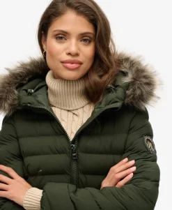 Fuji Faux Fur Hood Mid Length Puffer Coat