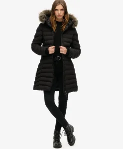 Fuji Faux Fur Hood Mid Length Puffer Coat