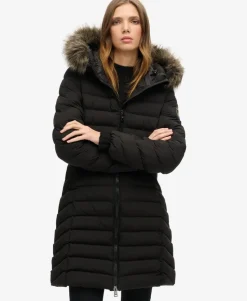 Fuji Faux Fur Hood Mid Length Puffer Coat