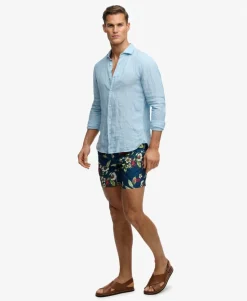 Hawaiian Print 16-inch Swim Shorts