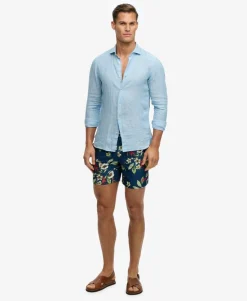 Hawaiian Print 16-inch Swim Shorts