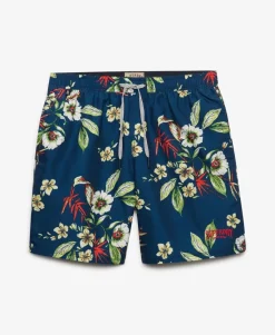 Hawaiian Print 16-inch Swim Shorts