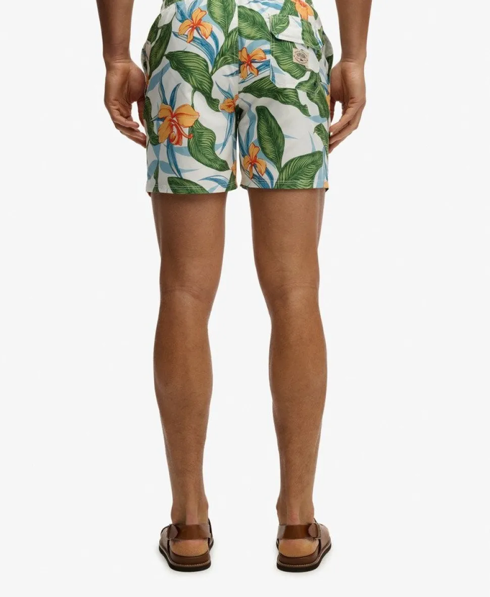 Hawaiian Print 16-inch Swim Shorts