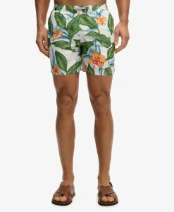Hawaiian Print 16-inch Swim Shorts