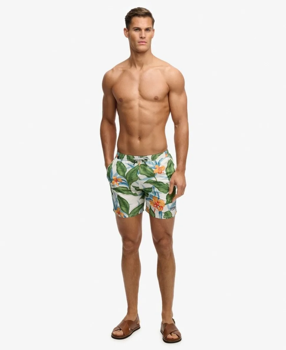 Hawaiian Print 16-inch Swim Shorts
