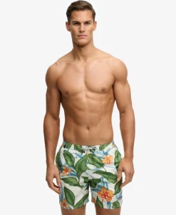 Hawaiian Print 16-inch Swim Shorts