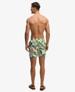 Hawaiian Print 16-inch Swim Shorts