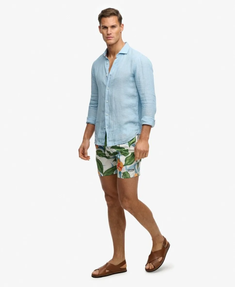 Hawaiian Print 16-inch Swim Shorts