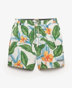 Hawaiian Print 16-inch Swim Shorts