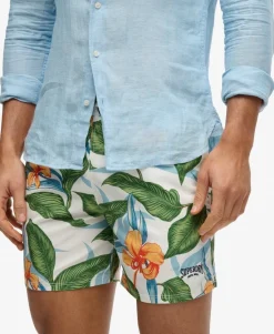 Hawaiian Print 16-inch Swim Shorts