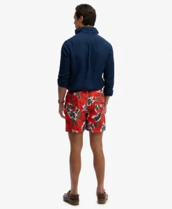 Hawaiian Print 16-inch Swim Shorts