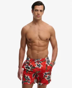 Hawaiian Print 16-inch Swim Shorts