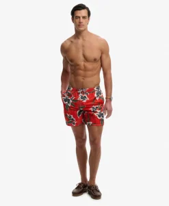 Hawaiian Print 16-inch Swim Shorts