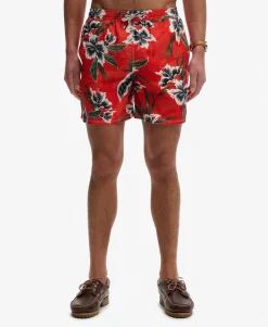 Hawaiian Print 16-inch Swim Shorts