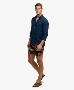 Hawaiian Print 16-inch Swim Shorts