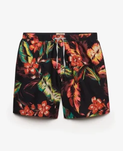 Hawaiian Print 16-inch Swim Shorts