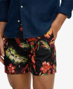 Hawaiian Print 16-inch Swim Shorts
