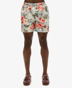 Hawaiian Print 16-Inch Swim Shorts