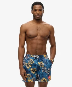 Hawaiian Print 16-Inch Swim Shorts