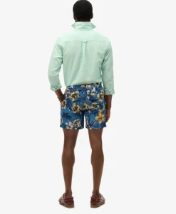 Hawaiian Print 16-Inch Swim Shorts