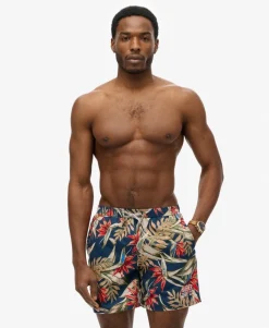 Hawaiian Print 16-Inch Swim Shorts