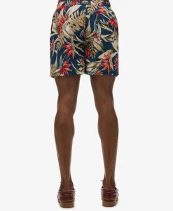 Hawaiian Print 16-Inch Swim Shorts