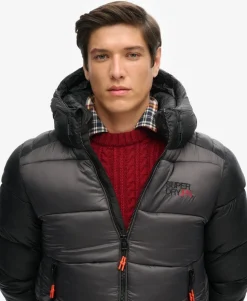 Hooded Colour Block Sports Puffer Jacket