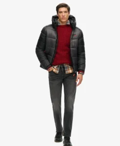Hooded Colour Block Sports Puffer Jacket