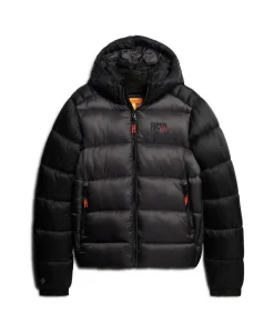 Hooded Colour Block Sports Puffer Jacket