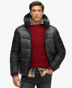 Hooded Colour Block Sports Puffer Jacket