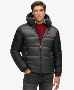 Hooded Colour Block Sports Puffer Jacket