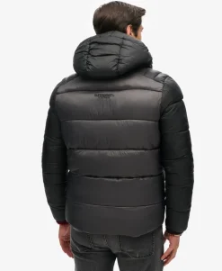 Hooded Colour Block Sports Puffer Jacket