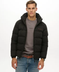 Hooded Microfibre Sport Puffer Jacket