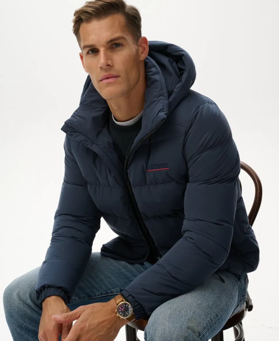 Hooded Microfibre Sport Puffer Jacket